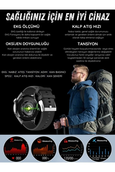 GT4 Max Gümüş 46mm Akıllı Saat – Sesli Görüşmeli, NFC & GPS Destekli, Android & Huawei iPhone Uyumlu Watch 8-9-10 - 6