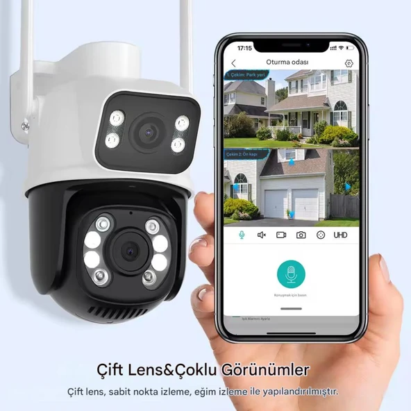 6MP Dual Lens Akıllı WiFi Güvenlik Kamerası Gece Görüşü Hareketli PTZ İnsan Takibi Sesli Alarm 3012 - 4