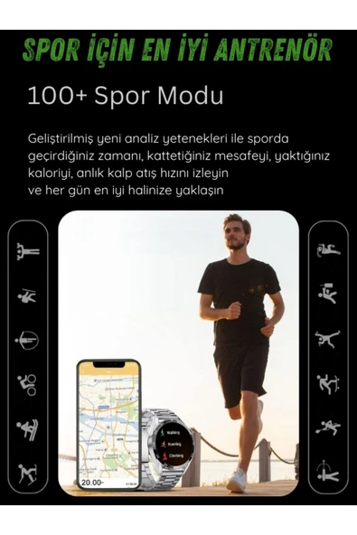 Yeni Watch Spor Erkek Amoled Ekran Akıllı Saat Arama Yapan,nfc,gps,sağlık Iphone Huawei Uyumlu 8-9 - 6