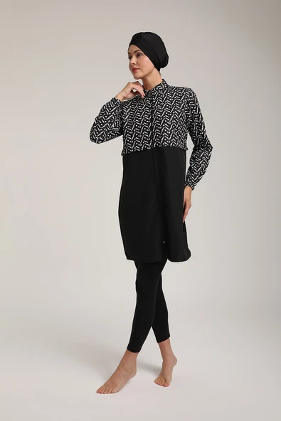 Chelly Kadın Fermuarlı Tam Kapalı Tesettür Mayo T 5450 - 9