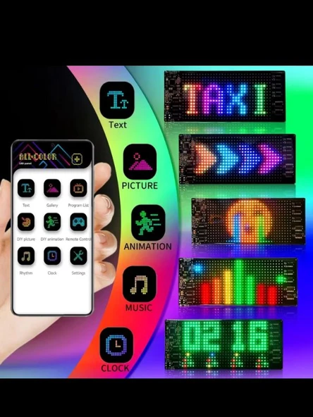 10x35cm Matrix Esnek LED Ekran Şeytan Gözler-Yazı Bluetooth Telefon Kontrollü Araba-Dükkan-Kamyon - 3