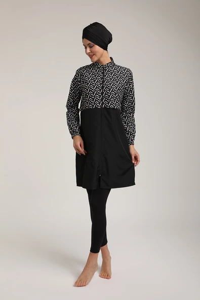 Chelly Kadın Fermuarlı Tam Kapalı Tesettür Mayo T 5450 - 11