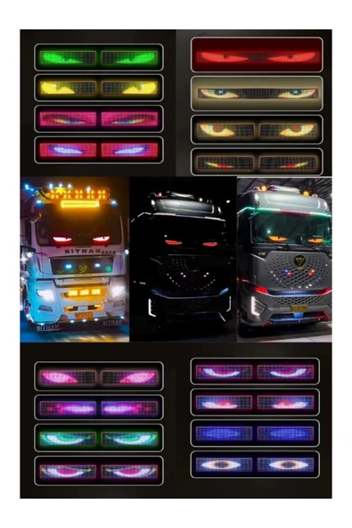 120 Cm Şeytan Led Gözler Animasyonlu Araba,kamyon,otobüs Kumandalı Esnek Ön Arka Cam Rgb Led Ekran - 2