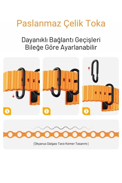 Ocean Loop Kırmızı Silikon Kordon 42,44,45,49mm Apple Watch Uyumlu 7,8,9,10,ultra Akıllı Saat Kordon - 5