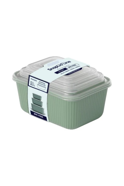Flora 3’lü Erzak Gıda Saklama Kabı, Buzdolabı Düzenleyici Organizer 3’lü Set (600ml,1100ml,1800ml) - 12