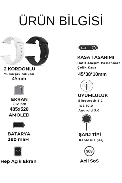Smart Watch 9 Pro Max 2.12inch Amoled Ekran Akıllı Saat Xiaomi Iphone Huawei Uyumlu 8 - 8