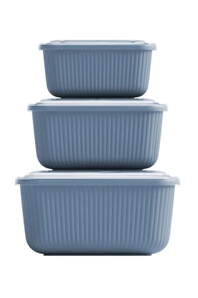 Flora 3’lü Erzak Gıda Saklama Kabı, Buzdolabı Düzenleyici Organizer 3’lü Set (600ml,1100ml,1800ml) - 8