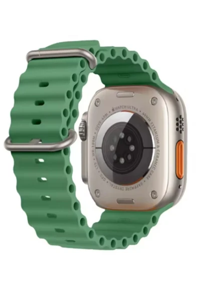 Ocean Loop Yeşil Silikon Kordon 42,44,45,49mm Apple Watch Uyumlu 7,8,9,10,ultra Akıllı Saat Kordonu