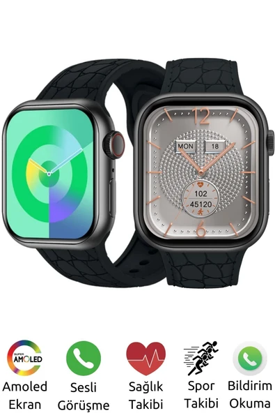 Watch Hk 9 Mini 41mm Mat Siyah Spor Akıllı Saat Amoled Ekran Sesli Görüşmeli Huawei Iphone Uyumlu 8 - 3