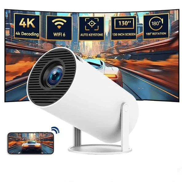 HY300Pro Akıllı Projeksiyon Cihazı Android 11 Taşınabilir 1080P Ev Sineması WiFi Bluetooth Destekli