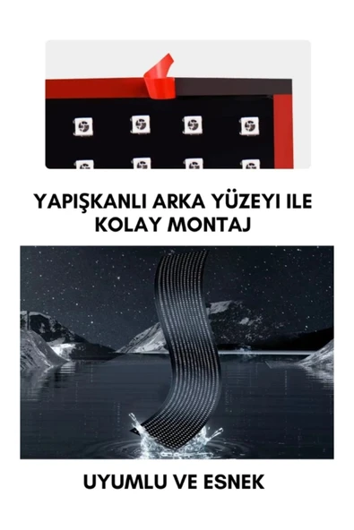 Animasyonlu 60+60cm 2'li Şeytan Led Gözler Araba Kamyon Otobüs Kumandalı Ön Cam Esnek Matrix Ekran - 11