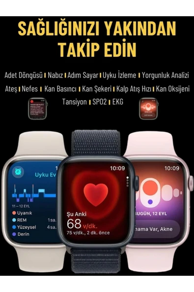 Watch 9 Gri HK9 Pro Plus Akıllı Saat - AMOLED Ekran, Sesli Görüşme, iPhone & Huawei Uyumlu 8-10 - 13