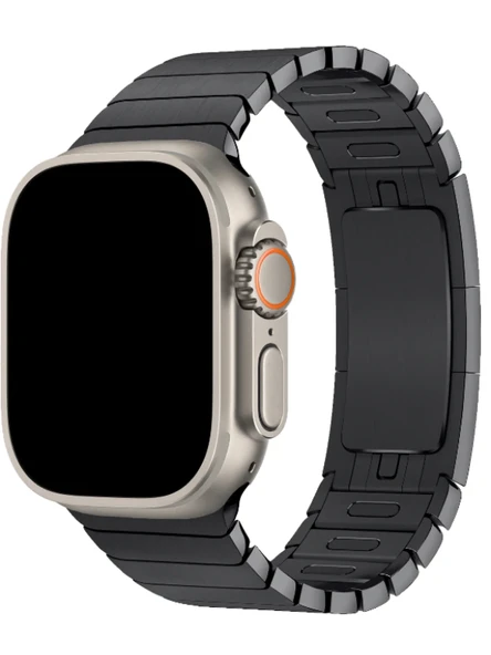 Apple Watch Uyumlu Siyah Paslanmaz Çelik Bilezik Akıllı Saat Kordonu 45-49mm Series 7, 8, 9, 10, SE, Ultra - 4
