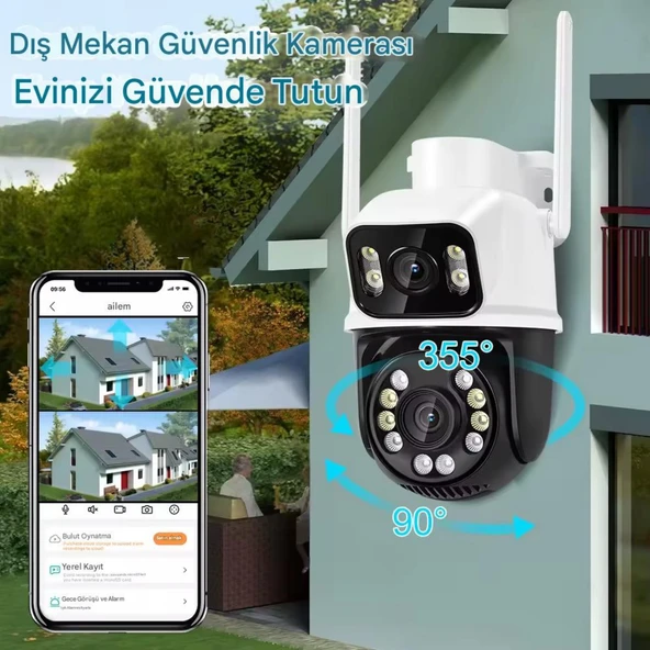 6MP Dual Lens Akıllı WiFi Güvenlik Kamerası Gece Görüşü Hareketli PTZ İnsan Takibi Sesli Alarm 3012 - 2