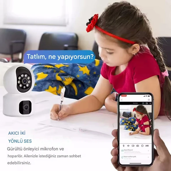 MPI AOİ Akıllı Kamera WiFi 6MP 2 Kameralı IP Güvenlik Kamerası Hareketli Bebek Odası Dış İç Kullanım - 5