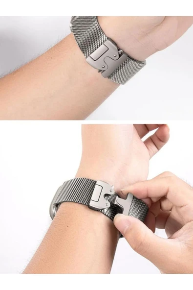 Apple Watch Uyumlu Milano Örgü Loop Paslanmaz Çelik Kordon (42mm-45mm-49mm) - Manyetik Toka Ultra/SE/7/8/9/10 - 9