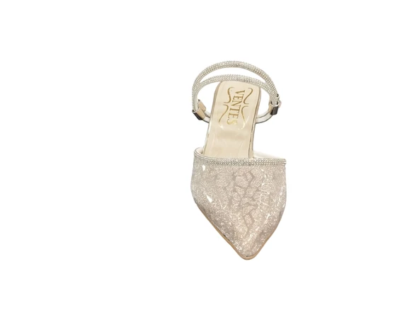 Ventes 22211919Z 8 cm Kadeh Topuk Sivri Burun Taş Detaylı Kadın Şık Topuklu Abiye Terlik Ayakkabı - 3