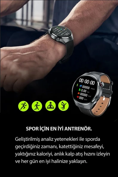 Watch 4 Pro HW16 MAX Gümüş 46mm Klasik Erkek Akıllı Saat – AMOLED Ekran Sesli Görüşme iPhone Android -Huawei Uyumlu Howear - Resim 4