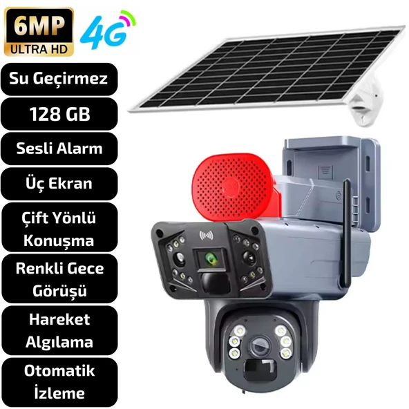 O-KAM 4G Sim Kartlı Kablosuz Güvenlik Kamerası | 6 MP Full HD, Gece Görüşlü ve Güneş Panelli 128GB Solar Kamera -3915 - 12