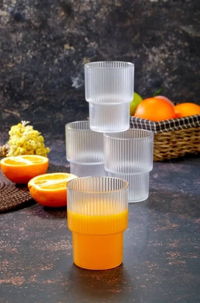 6'lı Bardak Takımı Akrilik Stil Su Meşrubat Bardağı - Dekoratif Içecek Bardağı 300 ml Cam Değildir