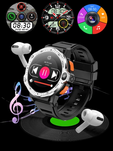 Watch PG Siyah 4G LTE Yuvarlak Akıllı Saat 16GB SIM Kartlı Kameralı WiFi Çocuk Huawei iPhone Uyumlu 8 9 10 - 8