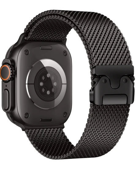 Apple Watch Uyumlu Milano Örgü Loop Paslanmaz Çelik Kordon (42mm-45mm-49mm) - Manyetik Toka Ultra/SE/7/8/9/10 - 2
