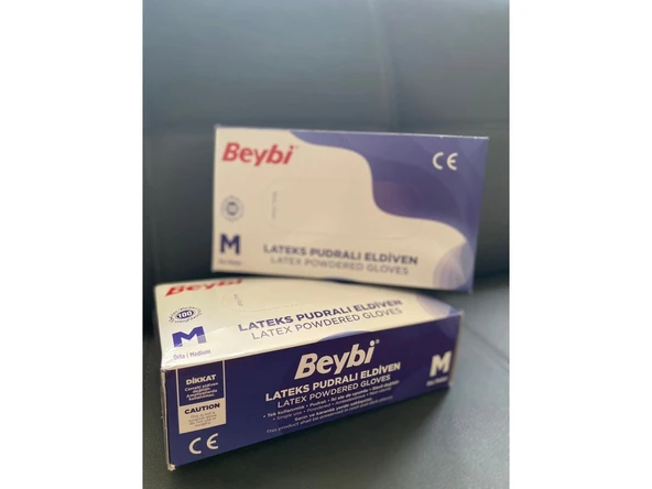 Beybi Lateks Pudralı Eldiven M 100'lü (1 Paket) - 3
