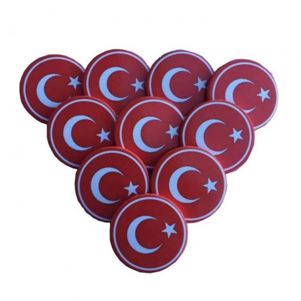 Kırmızı Ay Yıldız Türk Bayrağı Yaka Rozeti 20 Adet - 2