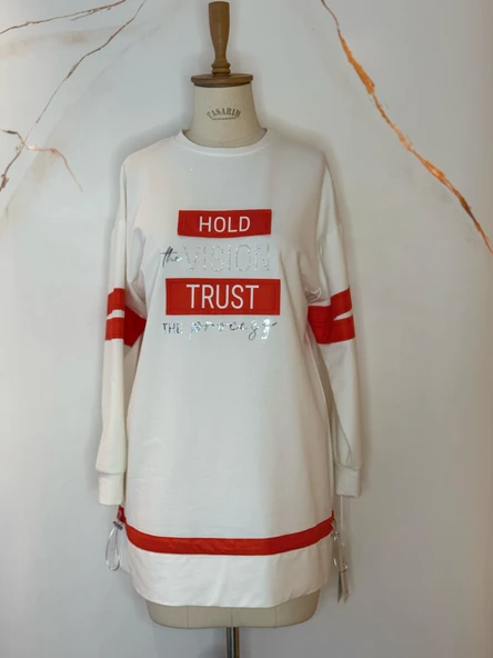 TAŞLI YAZILI SWEATSHIRT - 5