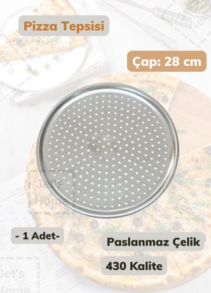 Çelik Pizza Tepsisi 28 cm Paslanmaz Çelik Tepsi