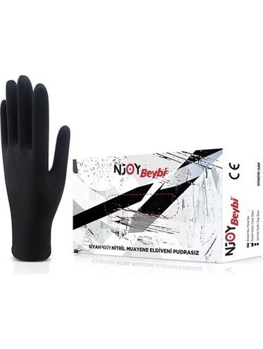 Beybi Muayene Medium Pudrasız Njoy Nitril Siyah Eldiven