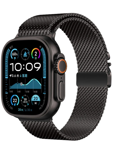 Apple Watch Uyumlu Milano Örgü Loop Paslanmaz Çelik Kordon (42mm-45mm-49mm) - Manyetik Toka Ultra/SE/7/8/9/10 - 3