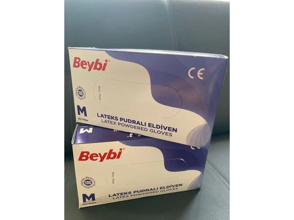 Beybi Lateks Pudralı Eldiven M 100'lü (1 Paket) - 2