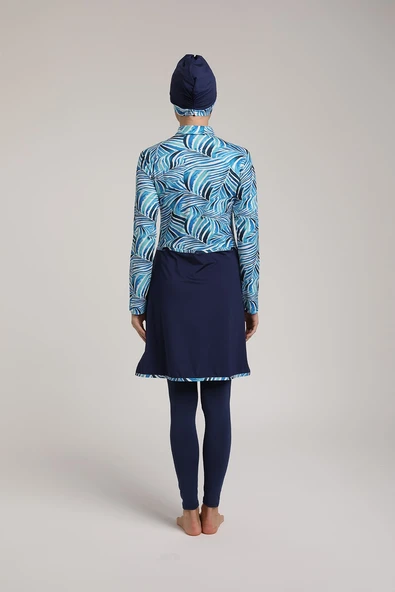 Chelly Kadın Likralı Dijital Desenli Pareolu Tam Kapalı Tesettür Mayo S 5270 - 7