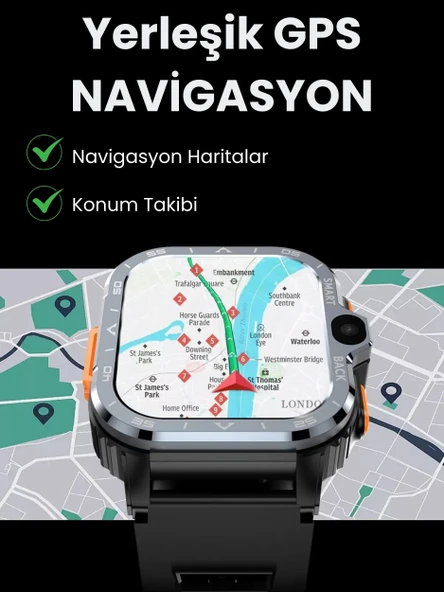 Watch PG Ultra Gümüş 4G LTE 16GB Sim Kartlı Kameralı Akıllı Saat Wi-Fi Çocuk Huawei İphone Uyumlu 8,9,10 - 5