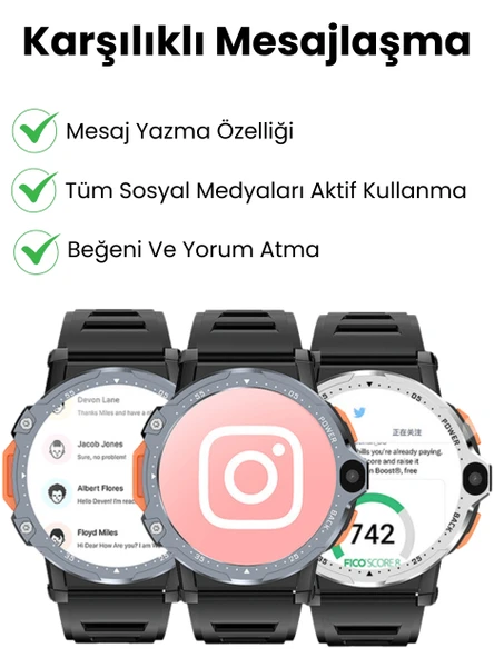 Watch PG 4G LTE Yuvarlak Akıllı Saat 64GB SIM Kartlı Kameralı WiFi Çocuk Ve Yetişkin Huawei iPhone Uyumlu 8 9 10 - 14