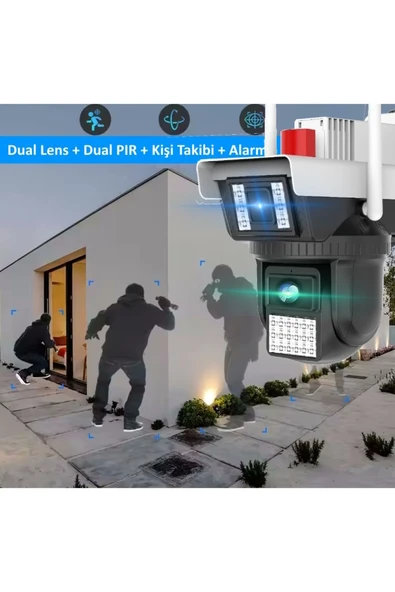 3040 Wifi 6mp Dual Lens Ip Güvenlik Kamerası 256 GB| Hareketli Kablosuz, Gece Görüşü, Kişi Takibi, Türkçe Sesli Görüşme Dış iç Kamera O-Kam - 9