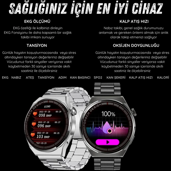 Yeni Spor Watch GT3 MAX Siyah Akıllı Saat 1.45 İnç 46mm NFC/Sesli Arama Huawei iPhone Uyumlu 8,9,10 - 8