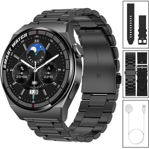 Yeni Spor Watch GT3 MAX Siyah Akıllı Saat 1.45 İnç 46mm NFC/Sesli Arama Huawei iPhone Uyumlu 8,9,10
