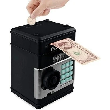 Kumbara Şifreli Atm Kasa Para Yutan Kumbara Şifreli Siyah