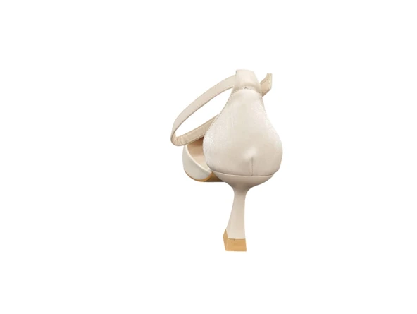 Ventes 120516Z 7 cm Kadeh Topuk Bilekten Bantlı Sivri Burun Kadın Saten Topuklu Ayakkabı - 4