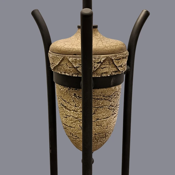 Zarela Siyah Eskitme Taş Detaylı Lambader - 4