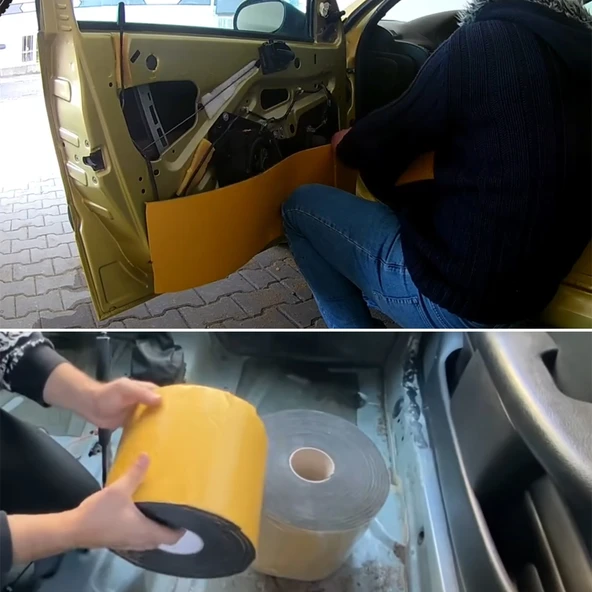 Araç Ses Isı Yalıtım İzolasyon Bandı En:100 cm Kalınlık:5 mm Uzunluk:1 Metre Yapışkan Kauçuk Sünger - 3