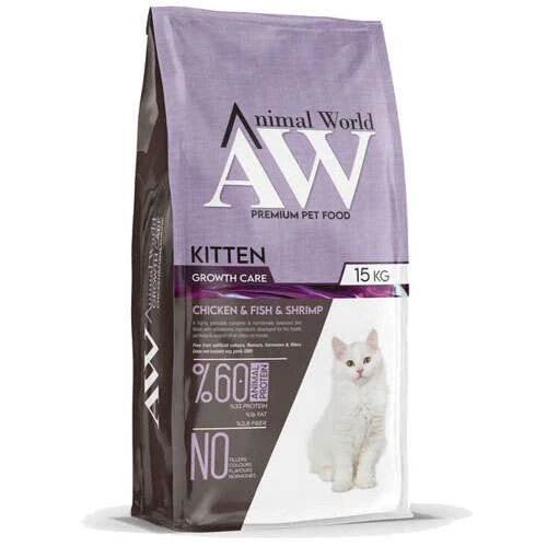 Animal World Tavuk Balık Karidesli Yavru Kedi Maması 15 kg ürün görseli 1