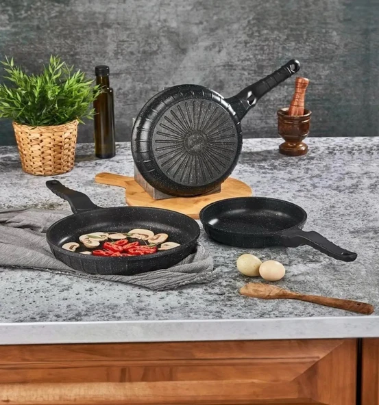 Lavonni 3 lü Döküm Tava Seti