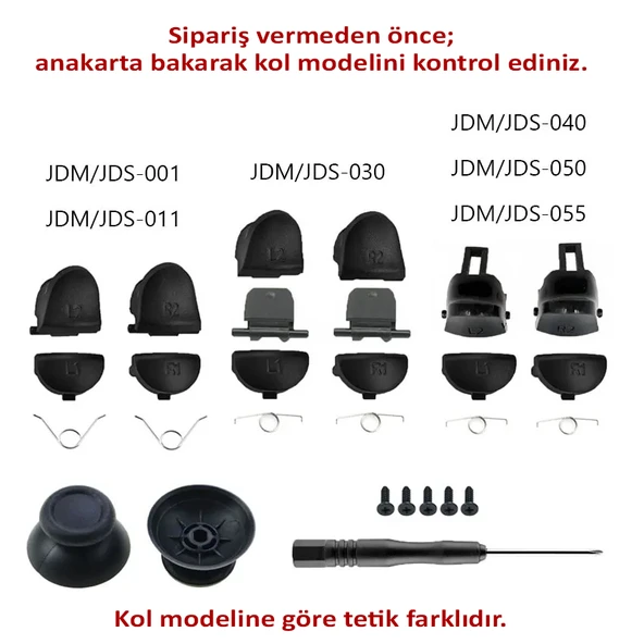 040 050 055 Analog Topuz Omuz Tuşu Tetik Yedek Vida Tornavida Set PS4 Kol Tamir Yedek Parça - Resim 2