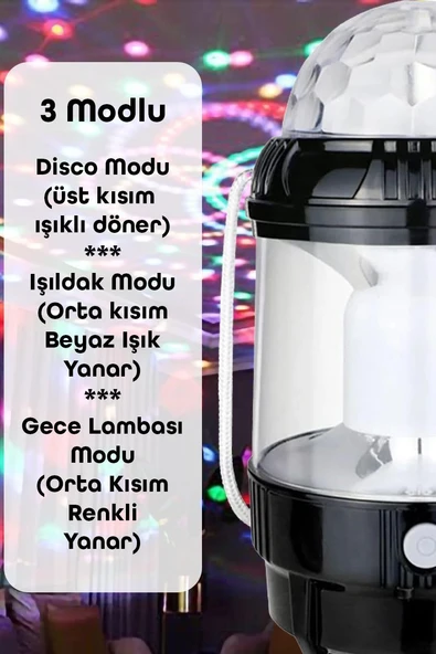 Şarjlı RGB Projeksiyon Gökyüzü Gece Lambası Kamp Feneri Işıldak Powerbank Özellikli Pilli M001 - 4