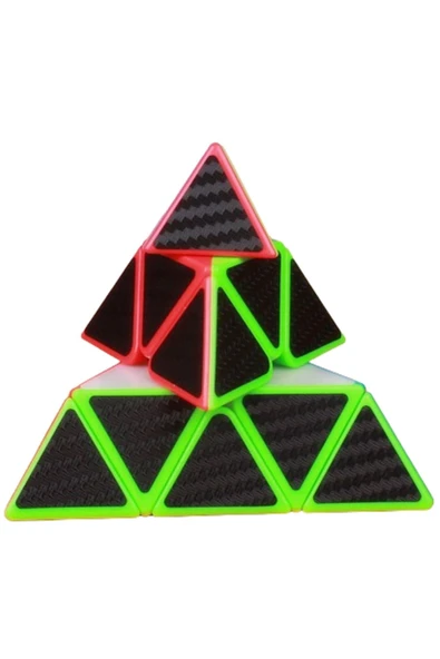 Üçgen Zeka Küpü, QY SpeedCube, Pyraminx Profesyonel QY Ming S2 3x3 Karbon Fiber Küp - 3