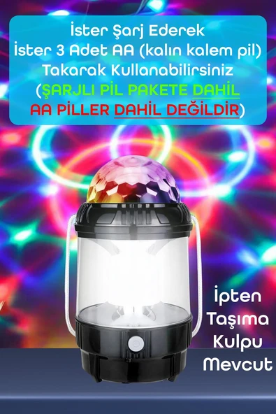 Şarjlı RGB Projeksiyon Gökyüzü Gece Lambası Kamp Feneri Işıldak Powerbank Özellikli Pilli M001 - 6