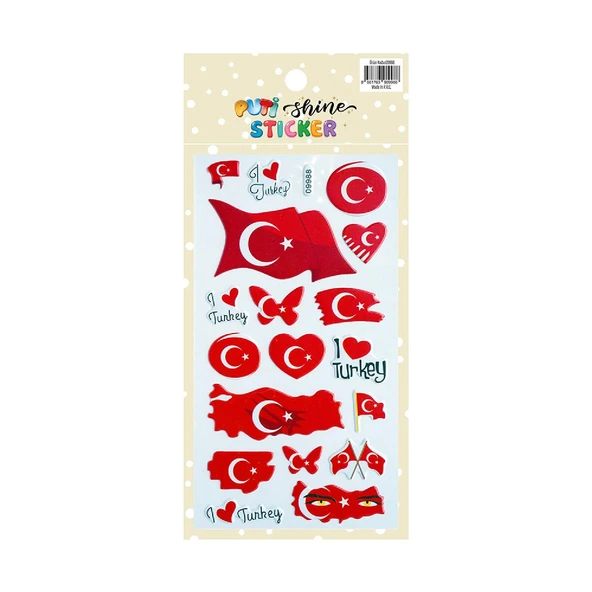 Puti Shine Sticker - Türk Bayrağı 3 (09988)